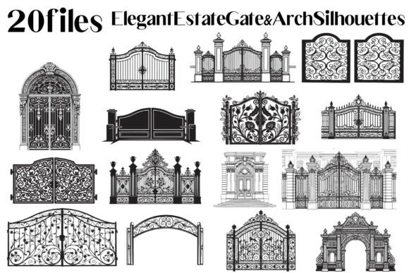 Elegant Estate Gate & Arch Silhouettes for Designers