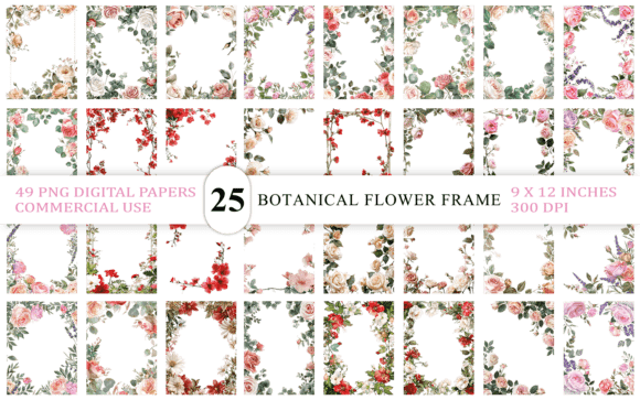 Elevate Your Designs with Vintage Botanical Flower Frame PNGs