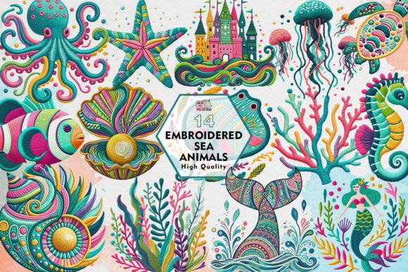 Embroidered Sea Animals Clipart PNG: A Design Asset Guide