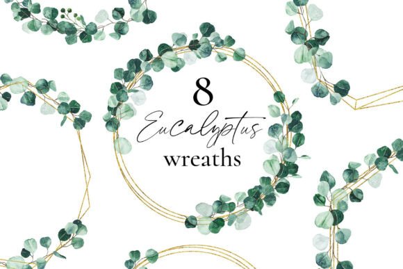 Eucalyptus Wreath Clipart: Watercolor Design Assets
