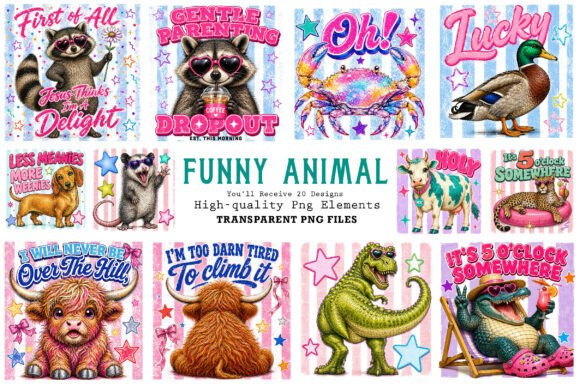 Funny Striped Animal Hand Drawn Bundle: 20 Unique Designs