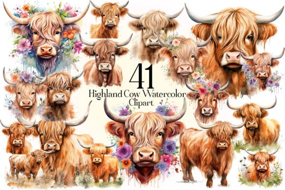 Highland Cow PNG: Watercolor Highland Designs for Modern Creators