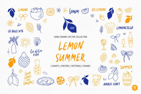 Lemon Summer Hand Drawn Collection: Infuse Your Designs with Italian Charm
