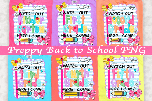 Preppy Back to School Png Bundle, Grade