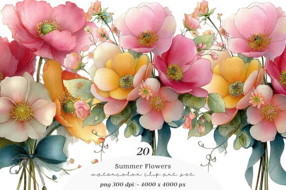 Summer Flowers Clipart Bundle for Vibrant Design Projects