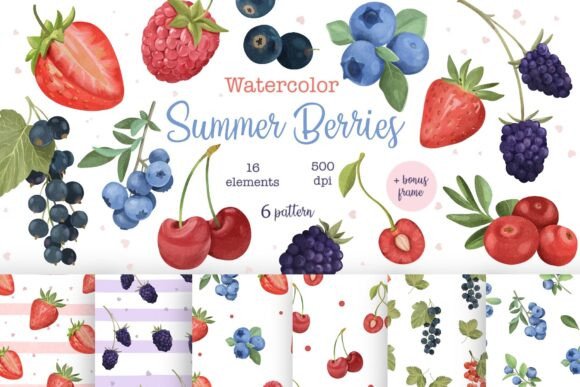 Watercolor Summer Berries Clipart: A Versatile Design Asset