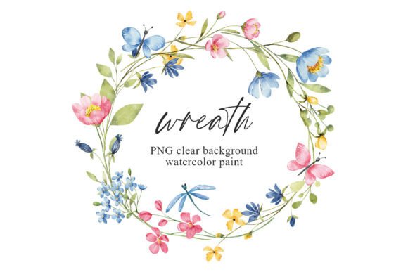 Wreath, Watercolor Flowers, Butterflies: A Design Asset Guide